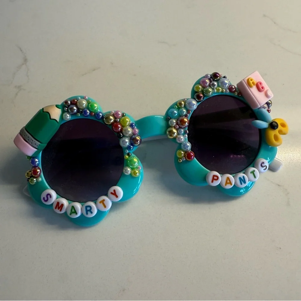 Turquoise Beaded 'Smarty Pants' Novelty Sunglasses
